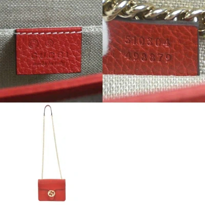 Shop Gucci Red Leather Shopper Bag ()