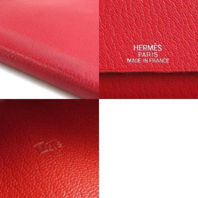 Shop Hermes Hermès Agenda Cover Red Leather Wallet  ()