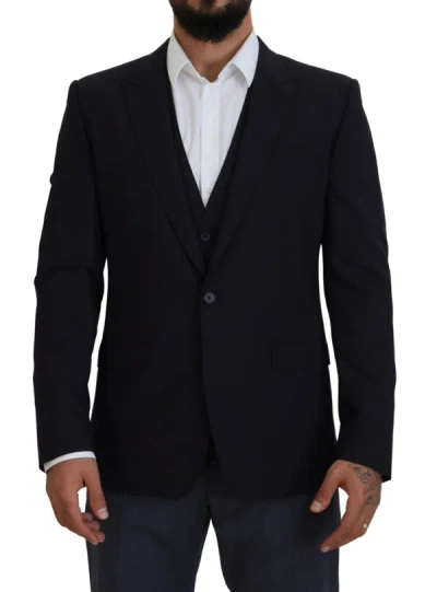 Shop Dolce & Gabbana Navy Blue Martini 2 Piece Blazer