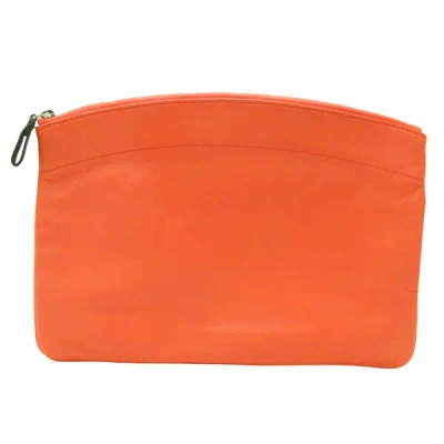 Shop Hermes Hermès Pochette Orange Canvas Clutch Bag ()