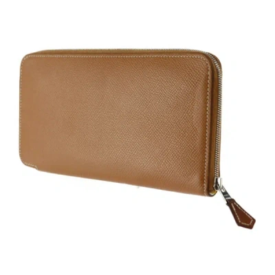 Shop Hermes Hermès Silk'in Brown Leather Wallet  ()