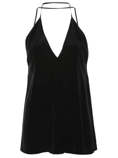 Shop Totême Double-halter Silk Top In Black