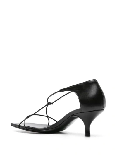 Shop Totême The Leather Knot Sandal In Black