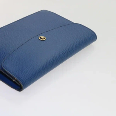 Pre-owned Louis Vuitton Montaigne Blue Leather Clutch Bag ()