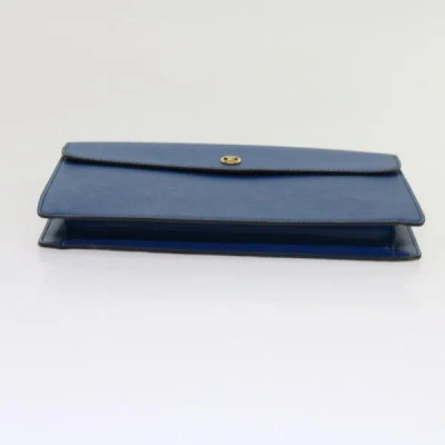 Pre-owned Louis Vuitton Montaigne Blue Leather Clutch Bag ()