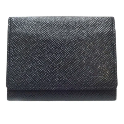 Pre-owned Louis Vuitton Taiga Black Leather Wallet  ()