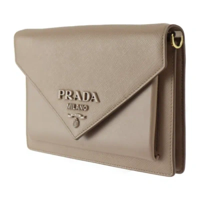 Shop Prada Envelope Beige Leather Wallet  ()