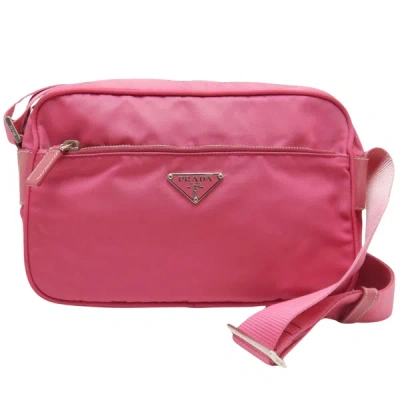 Shop Prada Tessuto Pink Synthetic Shoulder Bag ()