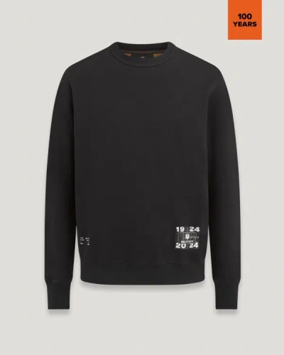 Shop Belstaff Centenary Applique Label Sweatshirt In Black / British Khaki
