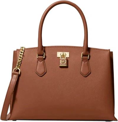 Shop Michael Michael Kors Women's Ruby Medium Leather Satchel Bag Luggage In Brown