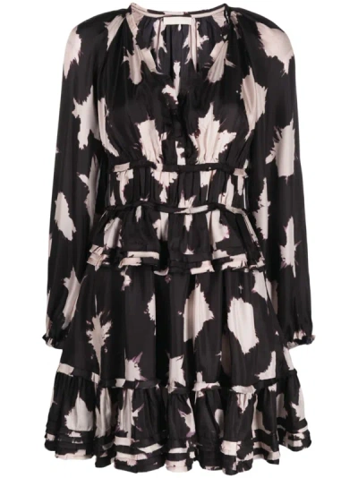 Shop Ulla Johnson Women Emery Tie Dye Ruffled Mini Dress Noir Blur In Multi