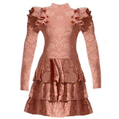 Caroline Constas Women Emily Stretch Lace Layered Cork Mini Dress In Multi