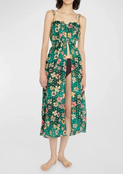 Shop Ulla Johnson Women's Asli Veridian Green Floral Silk Coverup Dress