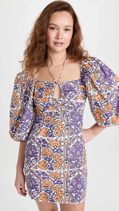Rhode Women's Jeanne Geometric Puff-sleeve Minidress In Purple