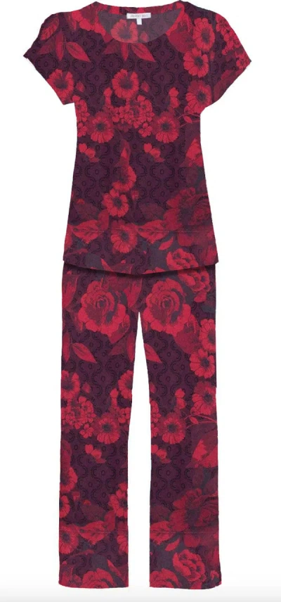 Shop Johnny Was Women Carrie Short Cap Sleeve Crop Set Multicolor Pajama Set In Red