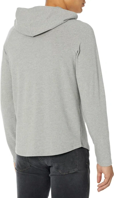 Shop Vince Men's Broken Twill P/o Hoodie, H Grey/off White Sweatshirt