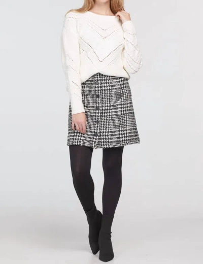 Tribal A-line Skirt With Buttons In Black/white In Multi