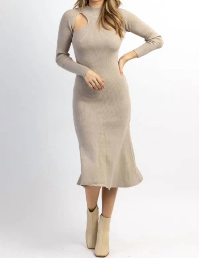 Lush Cutout Knit Midi Dress In Smokey Taupe In Multi