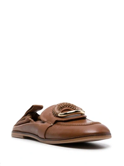 Shop See By Chloé See By Chloe Women's Hana Tan Leather Loafers Shoes In Brown