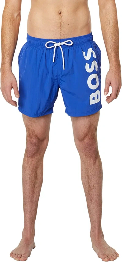 Shop Hugo Boss Men Standard Octopus Trunks Drawstring Swim Shorts Blue Aegean