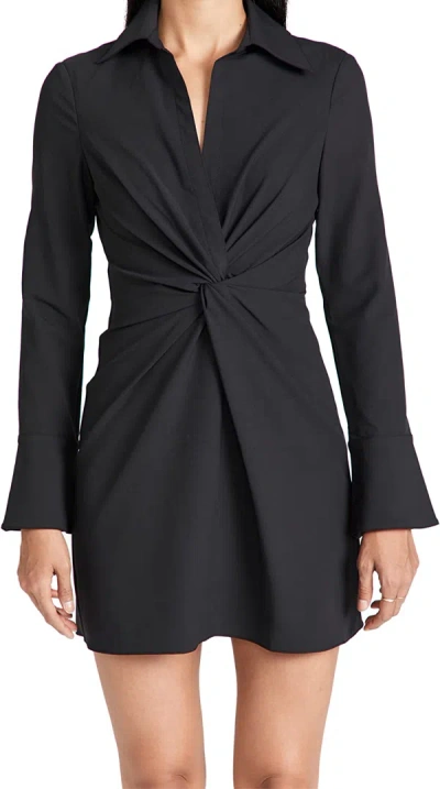 Shop Cinq À Sept Cinq A Sept Women's Black Ruched Front Polo Collar Mckenna Mini Dress