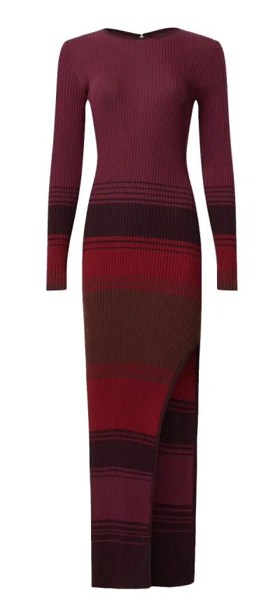 Shop Staud Edna Women 100% Polyester Front Slit Dress Syrah Blend In Red