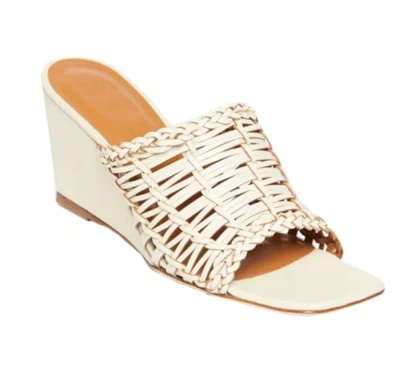 Shop Staud Women Blair Woven Wedge Slide Leather Sandals Cream In White