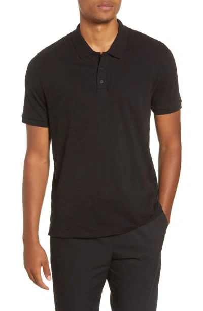 Shop Vince Men's Solid Black Short Sleeve Pima Cotton Polo T-shirt