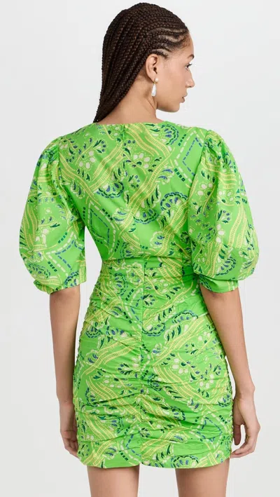Rhode Women's Isla Dress, Lime Diamond Stitch, Green, Print Mini In Green