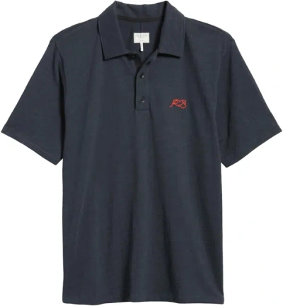 Rag & Bone Love Rb Logo Polo In Blue