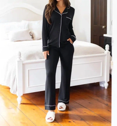 Shop Grace & Lace Classic Modal Pajama Set In Black
