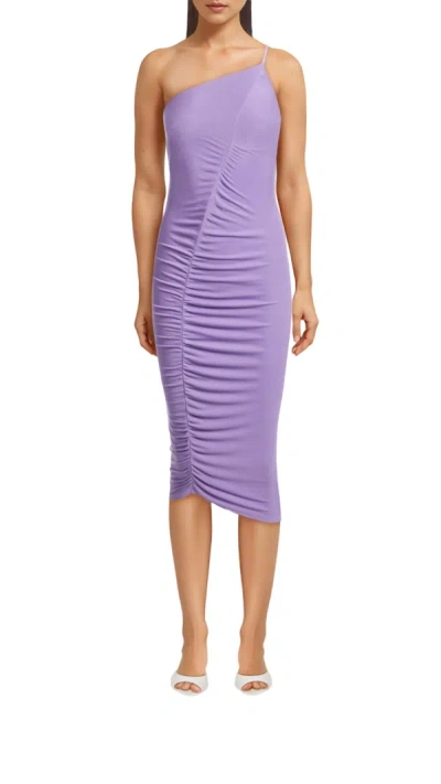 Shop Enza Costa Silk Knit One Shoulder Dress In Lavender In Purple