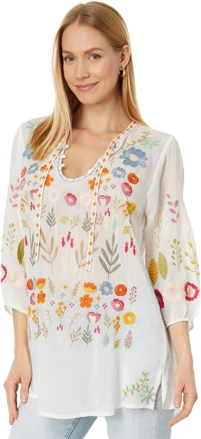 Johnny Was Mikah Tunic Top In White In Multi
