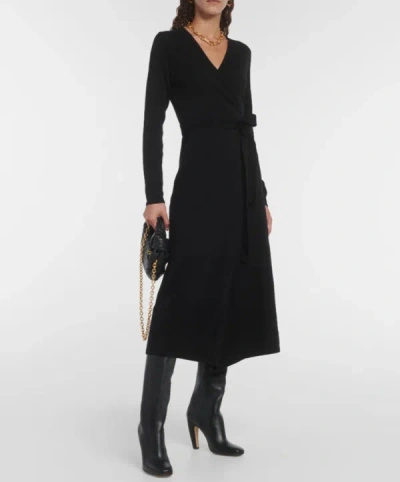 Shop Diane Von Furstenberg Dvf Women Astrid Wool Cashmere Wrap Midi Dress Black