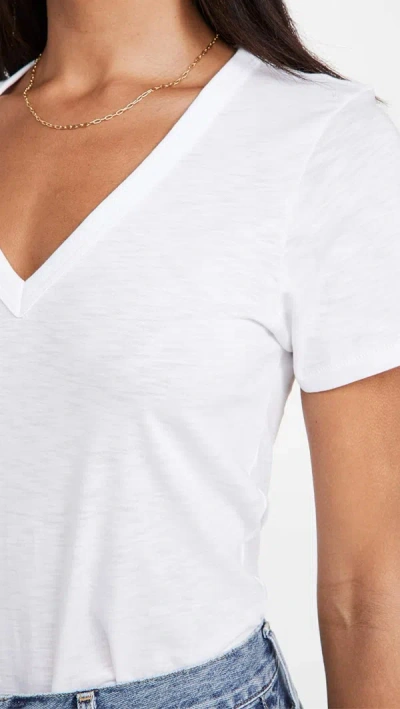 Shop Rag & Bone Women The Vee Tee Bright White Short Sleeve Slubbed Jersey T-shirt In Black