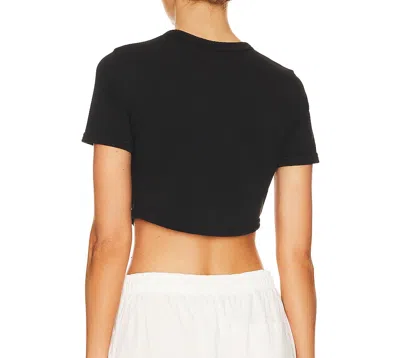 Shop A.l.c A. L.c. Women Wren Tee Black Short Sleeve Crew Neck Cotton Cropped Top