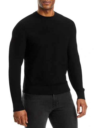 Shop Theory Riland Mens Knit Ribbed Trim Crewneck Sweater In Black