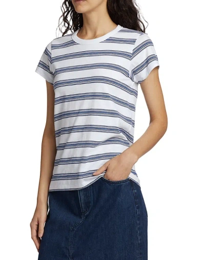 Shop Rag & Bone Women The Slub Tee White Blue Striped Easy Fit Cotton T-shirt In Multi