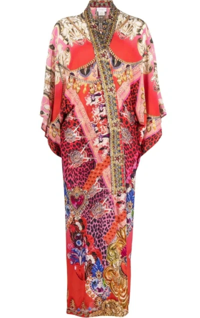 Shop Camilla Women's Long Kimono Coat Artesania Mania Wide Sleeves Beaded Multi-color