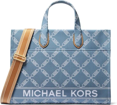Shop Michael Michael Kors Michael Kors Gigi Large Grab Tote, Denim Multi In Blue