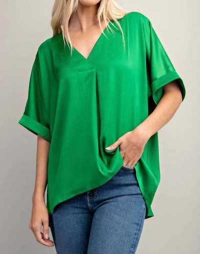 Shop Glam V-neck High-low Top In Kelly Green