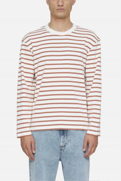 Closed Stripe Long Sleeve Organic Cotton T-shirt In White