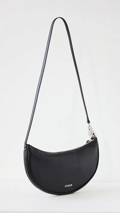 Staud Walker Leather Medium Shoulder Bag In Black