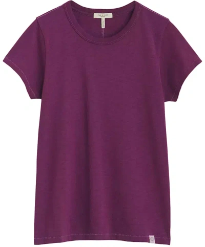 Shop Rag & Bone Women's Dark Purple Short Sleeve Crew Neck Slub T-shirt
