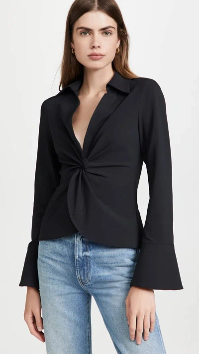 Shop Cinq À Sept Women's Mckenna Black Cotton Twist Front Blouse Top