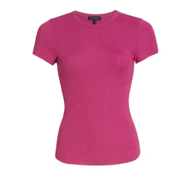 Shop Rag & Bone Women's The Slub Short Sleeve Crew Neck T-shirt Fuchsia Pink