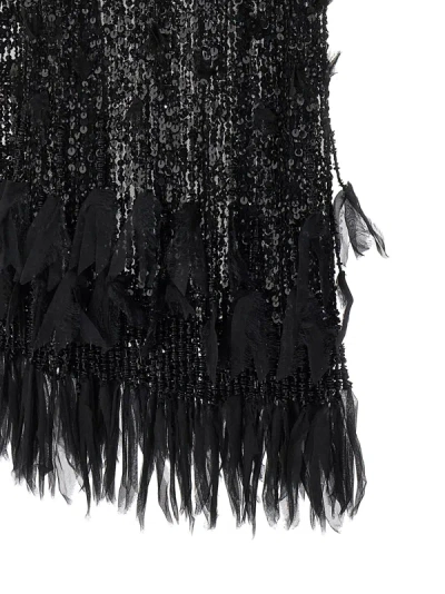 Shop Elisabetta Franchi Fringed Sequin Dress Dresses Black