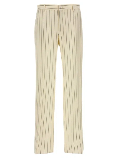 Shop Dolce & Gabbana Pinstripe Pants White/black