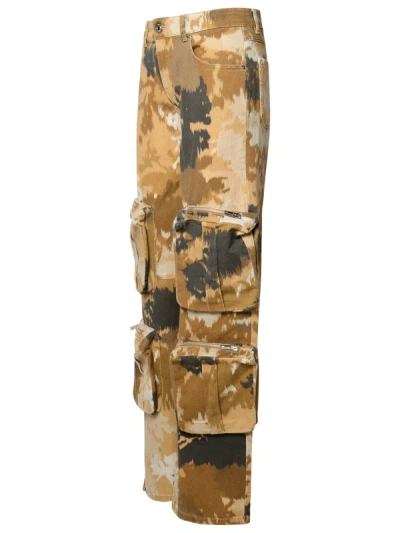 Blumarine Camouflage Print Cargo Trousers In Brown