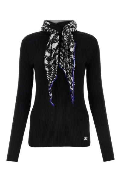 Shop Burberry Woman Black Viscose Blend Sweater